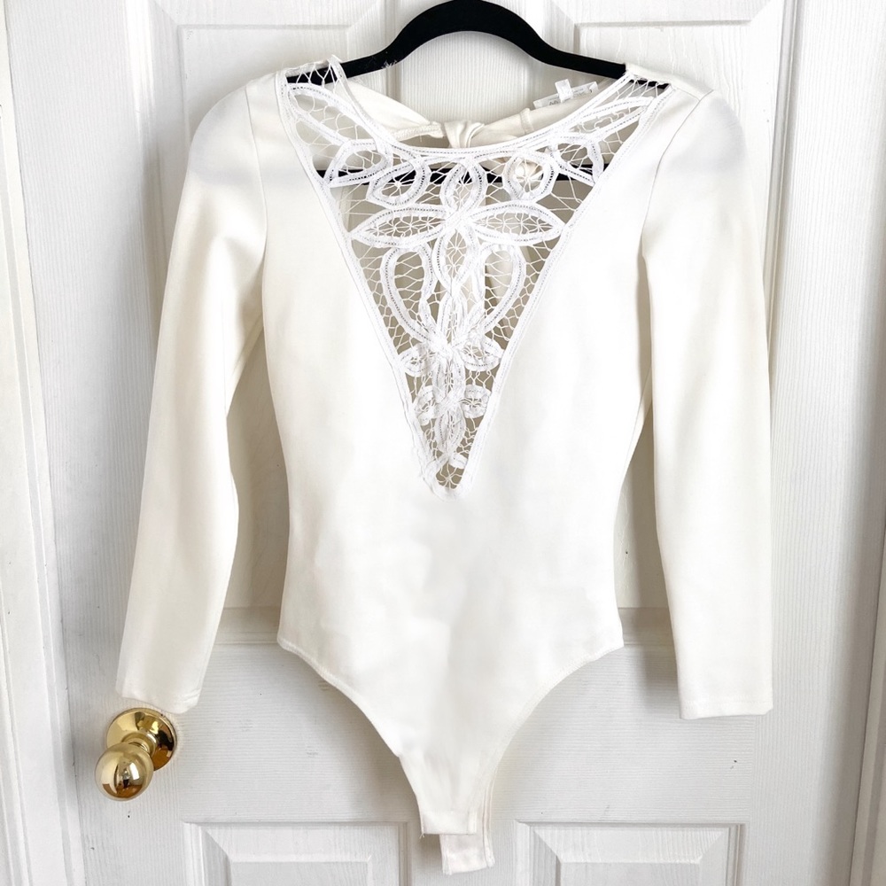 Plunge Neck Lace Body Suit